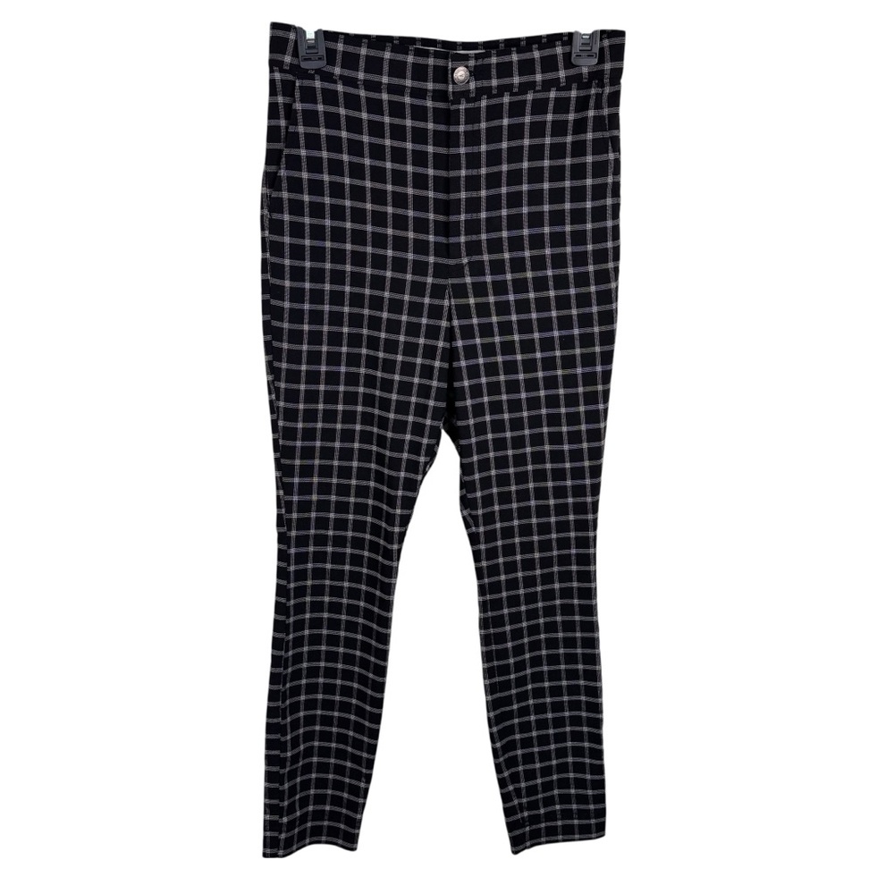 Hollister Black & White Plaid Ultra High Rise Tapered Pant Trousers Sz Medium